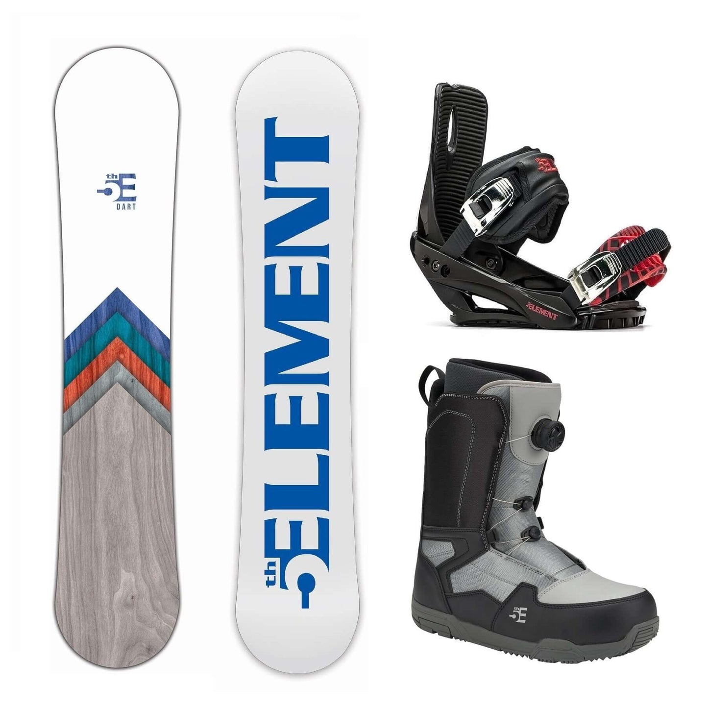 5th Element Dart ATOP Complete Snowboard Package - Black/Red Grey