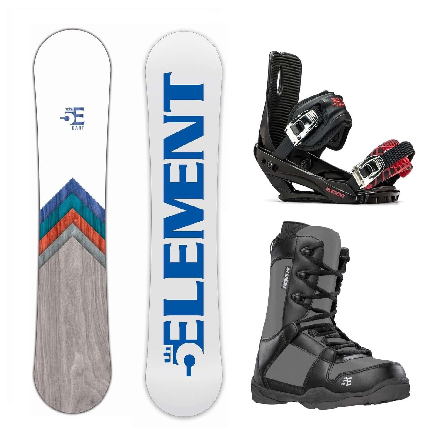 5th Element Dart Complete Snowboard Package - Black/Red Grey