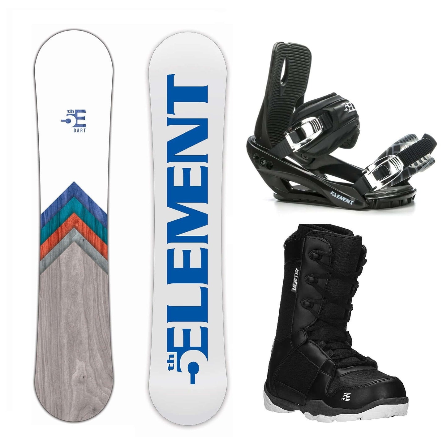 5th Element Dart Complete Snowboard Package - Black/Silver Black
