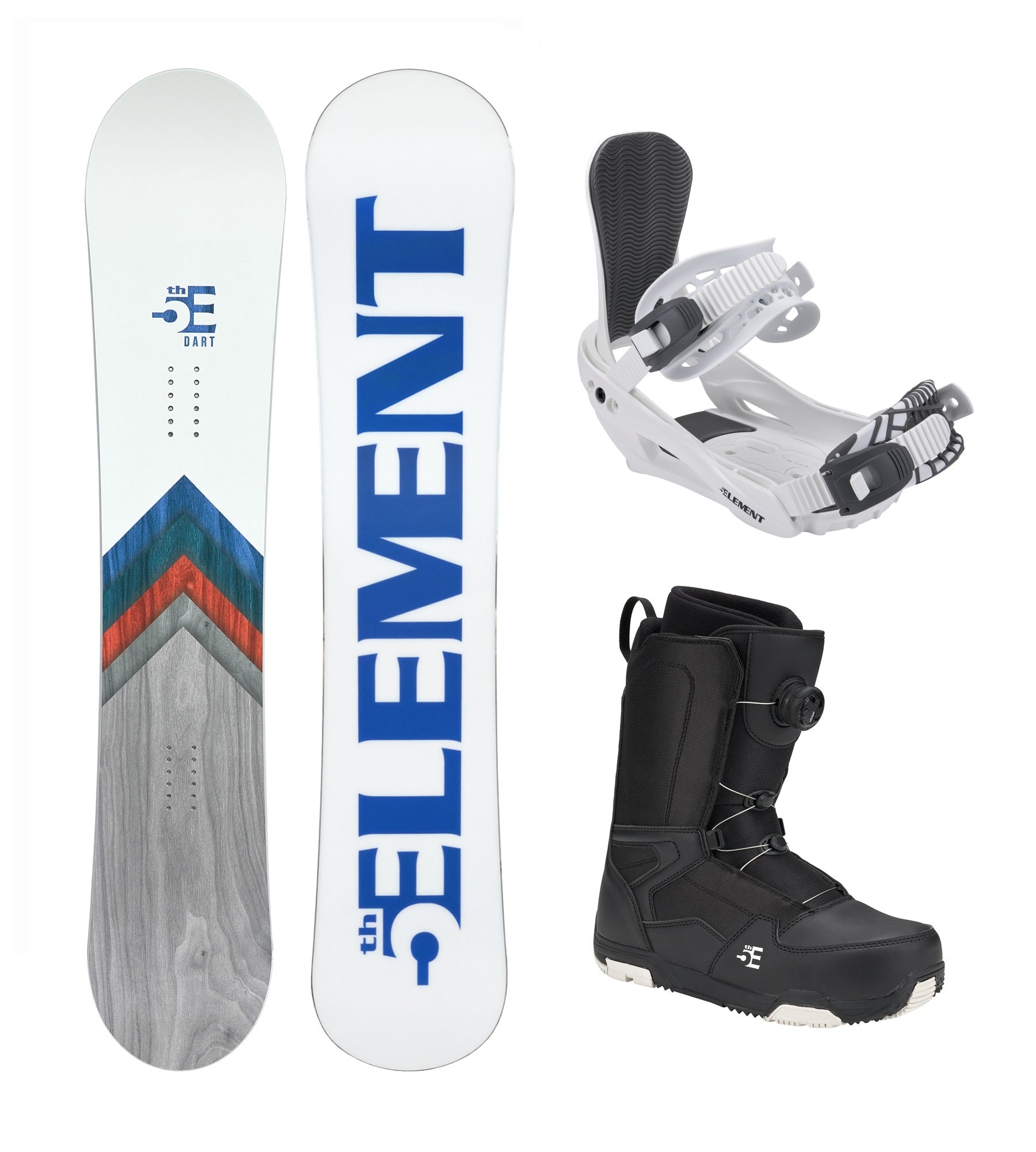 5th Element Dart ATOP Complete Snowboard Package - WH/GY BK – 5th