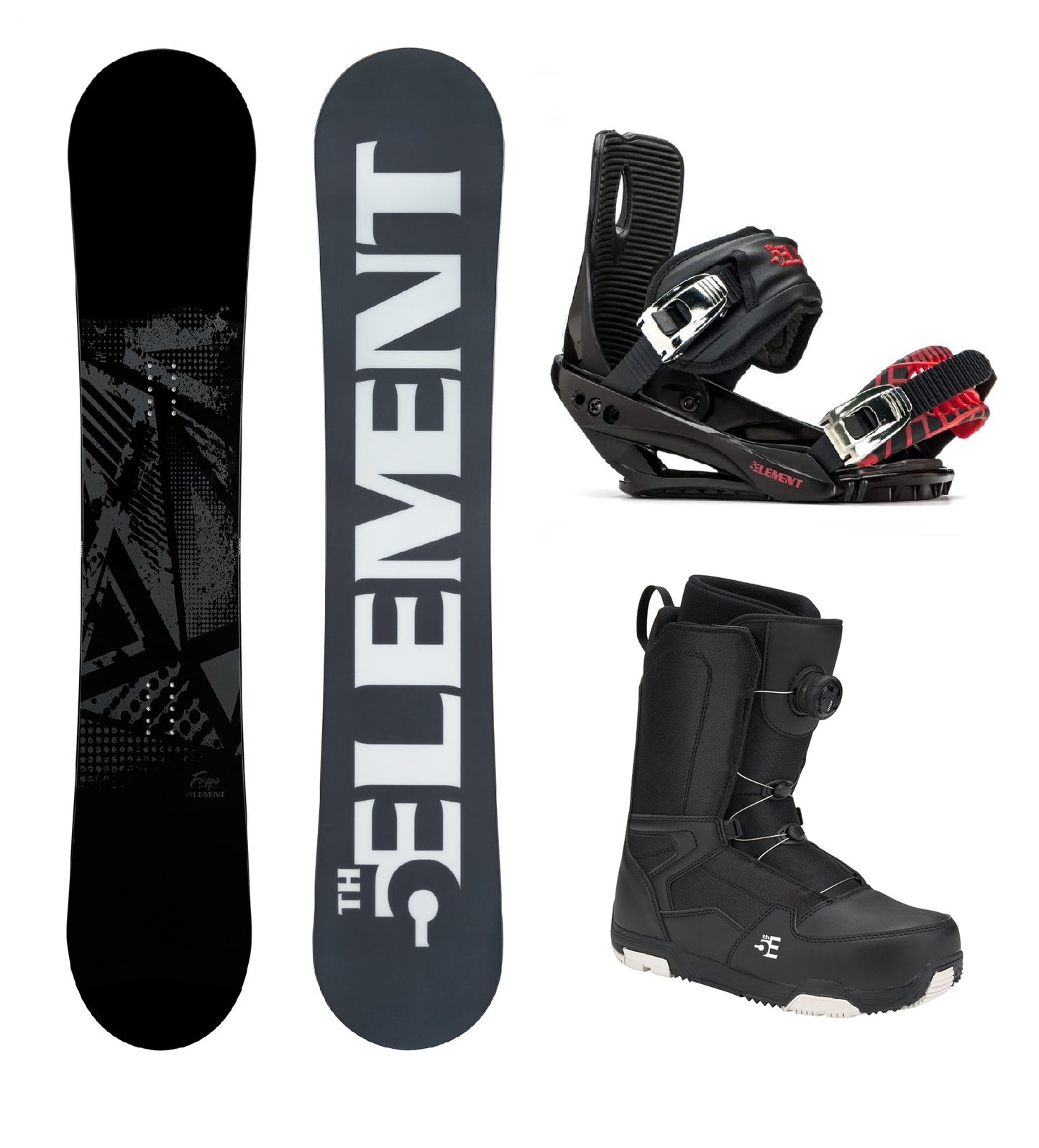 5th Element Forge ST-2 ATOP Complete Snowboard Package - Black/Red Black