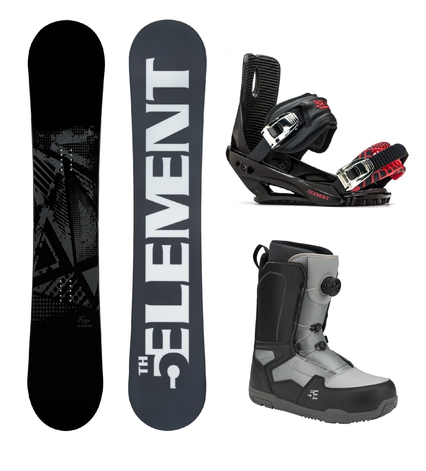 5th Element Forge ST-2 ATOP Complete Snowboard Package - Black/Red Grey