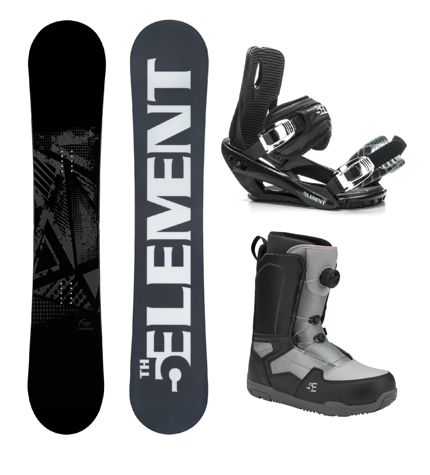 5th Element Forge ST-2 ATOP Complete Snowboard Package - Black/Silver Grey