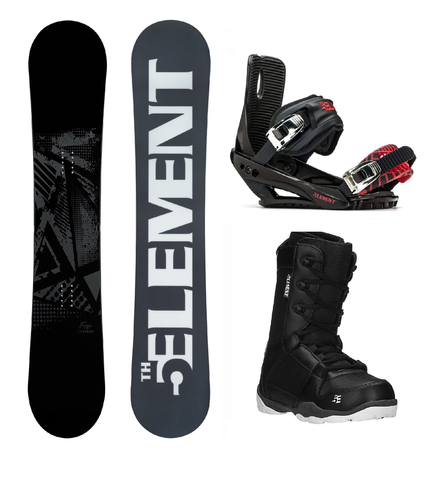 5th Element Forge ST-1 Complete Snowboard Package - Black/Red Black