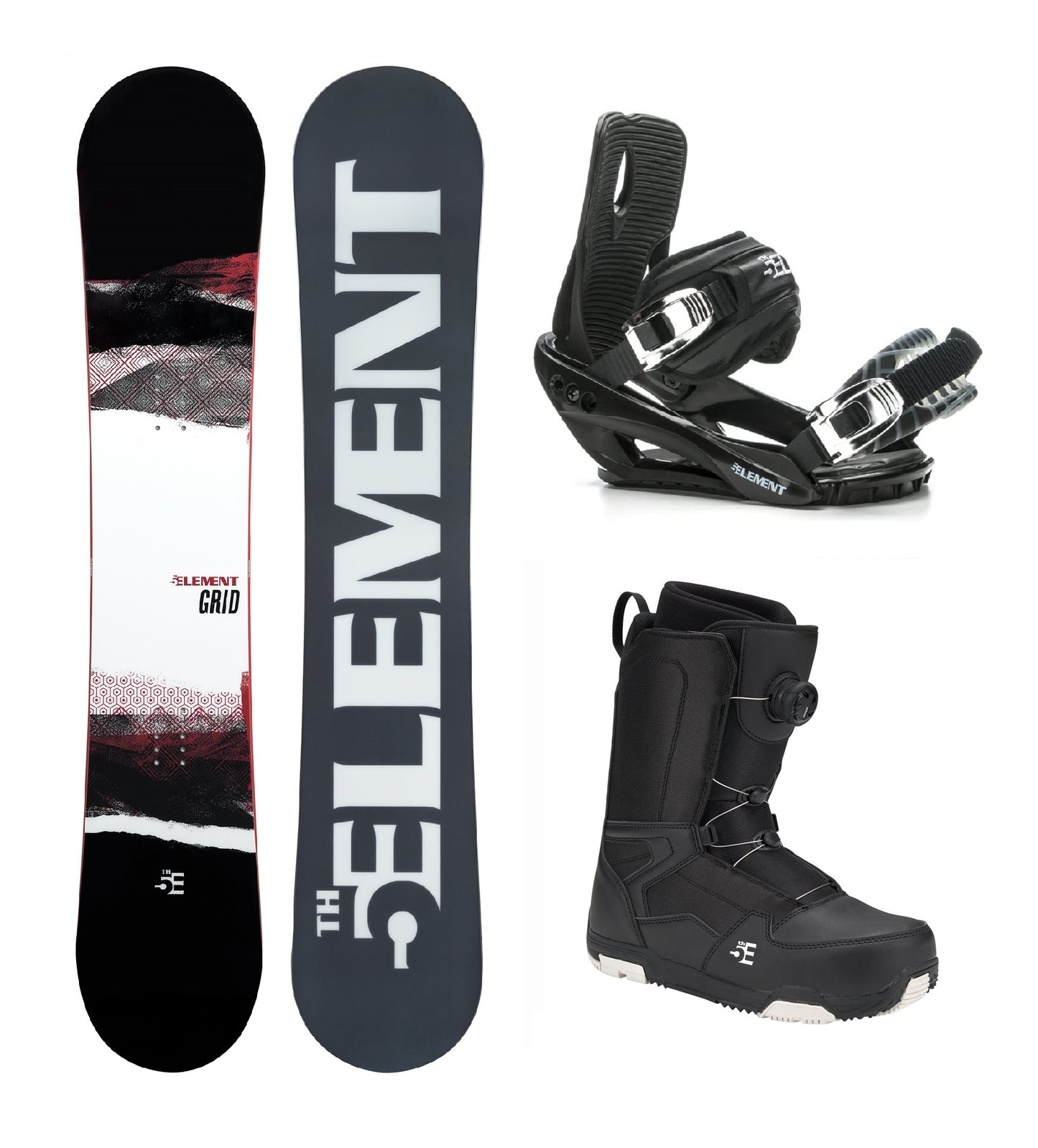 5th Element Grid ST-2 ATOP Complete Snowboard Package - Black/Silver Black