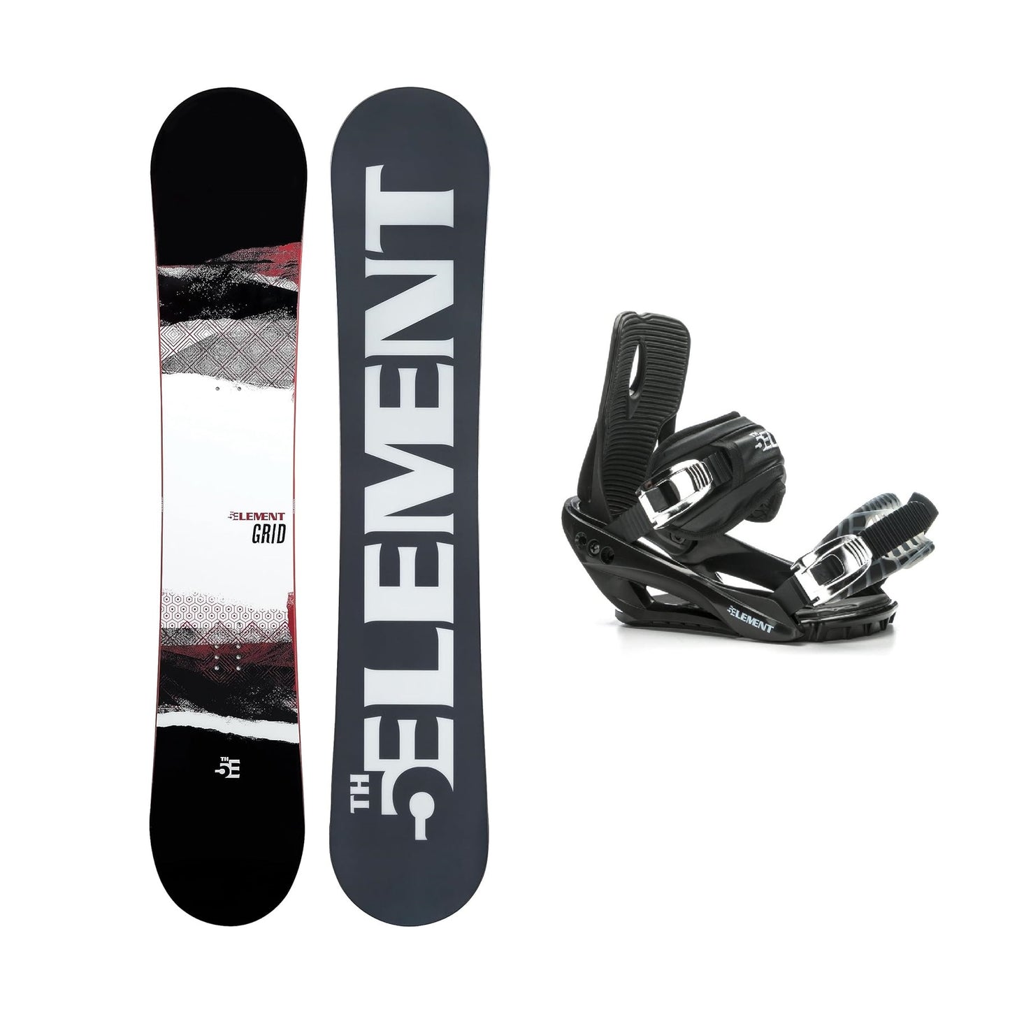5th Element Grid Snowboard Package - Black/SIlver