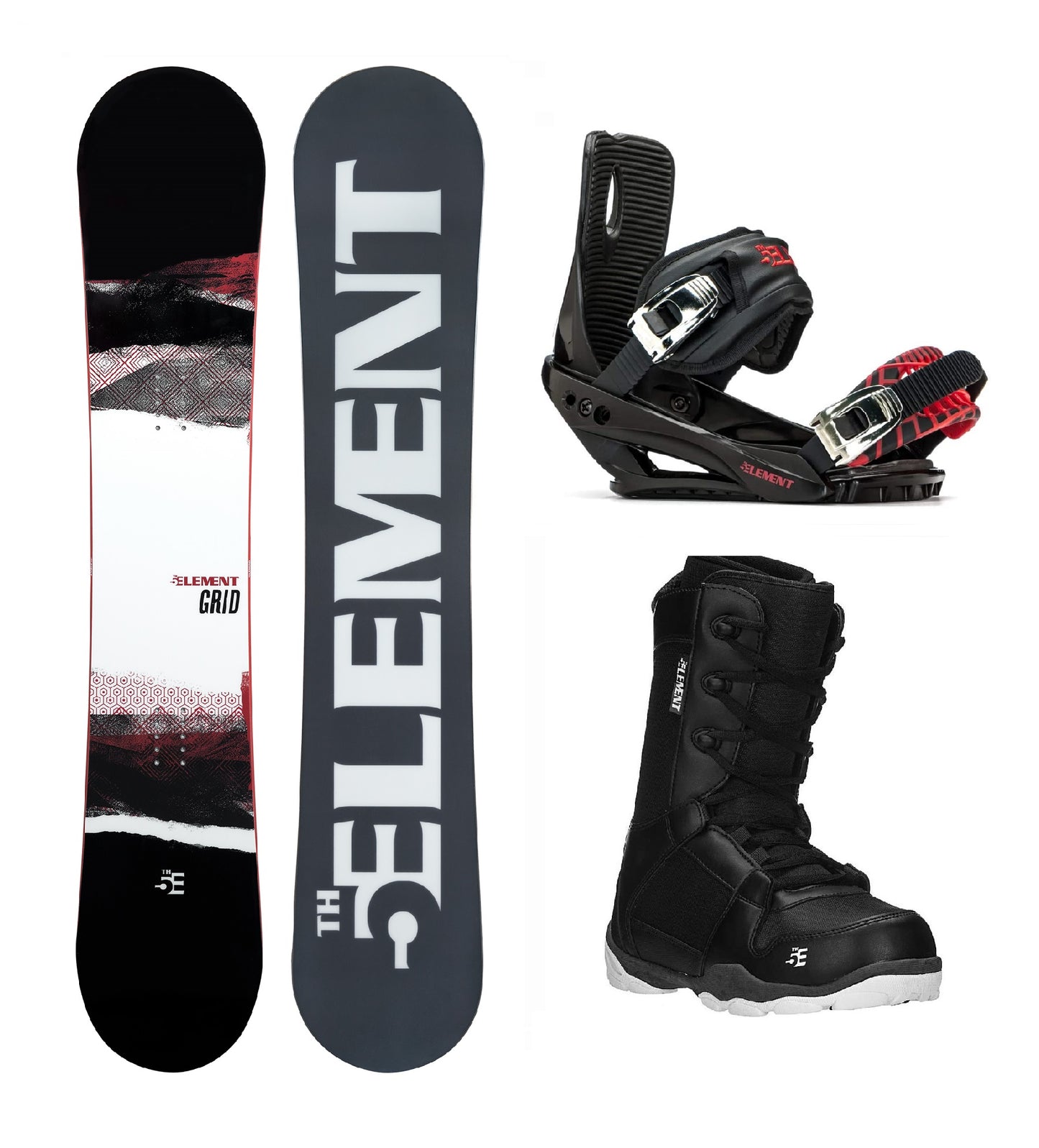 5th Element Grid ST-1 Complete Snowboard Package - Red/Black Black