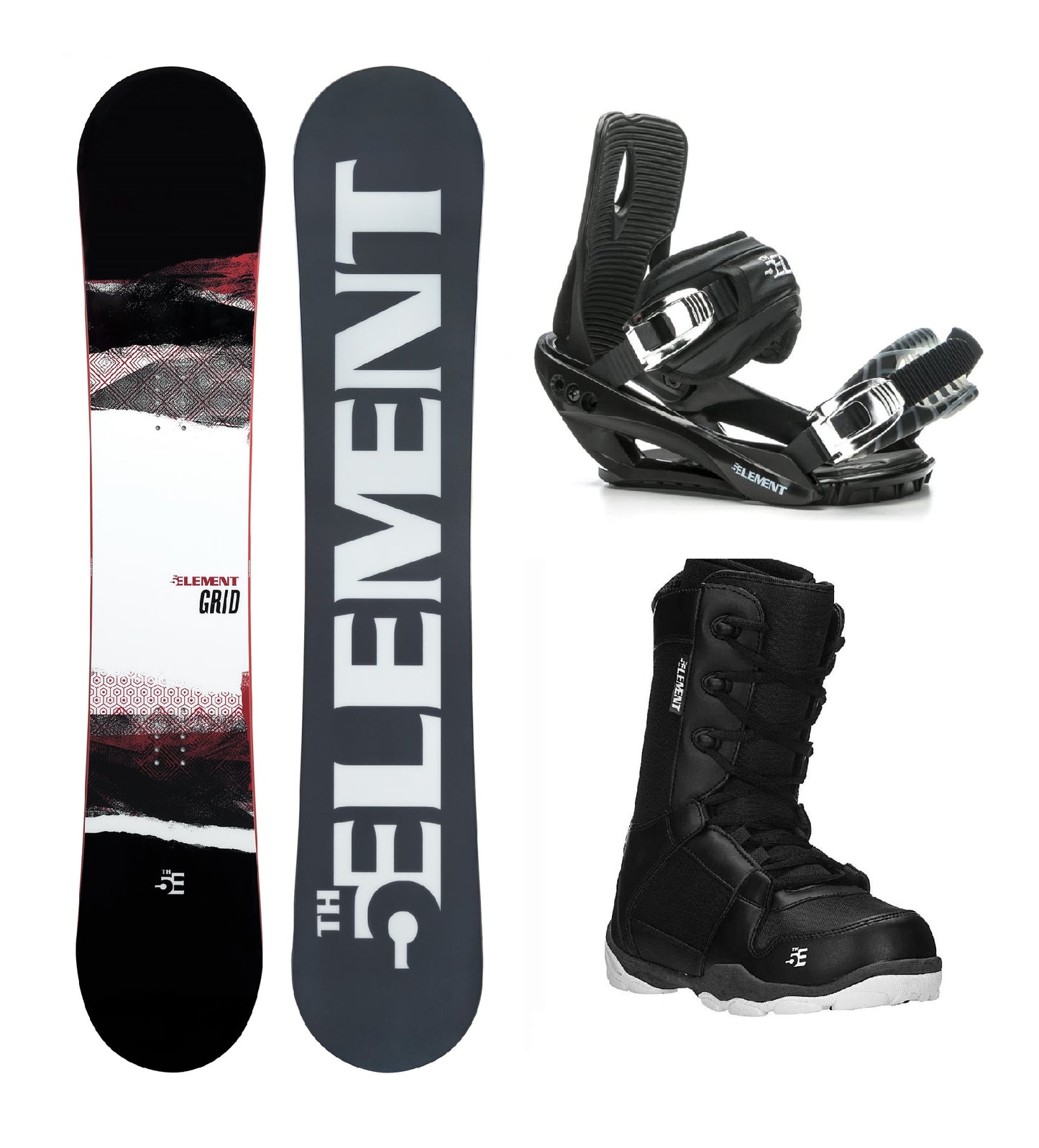 5th Element Grid ST-1 Complete Snowboard Package - Black/Silver Black