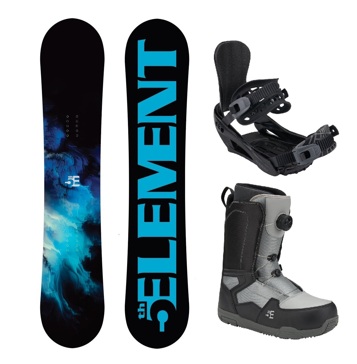 5th Element Haze ST-2 ATOP Complete Snowboard Package - Black/Grey Grey