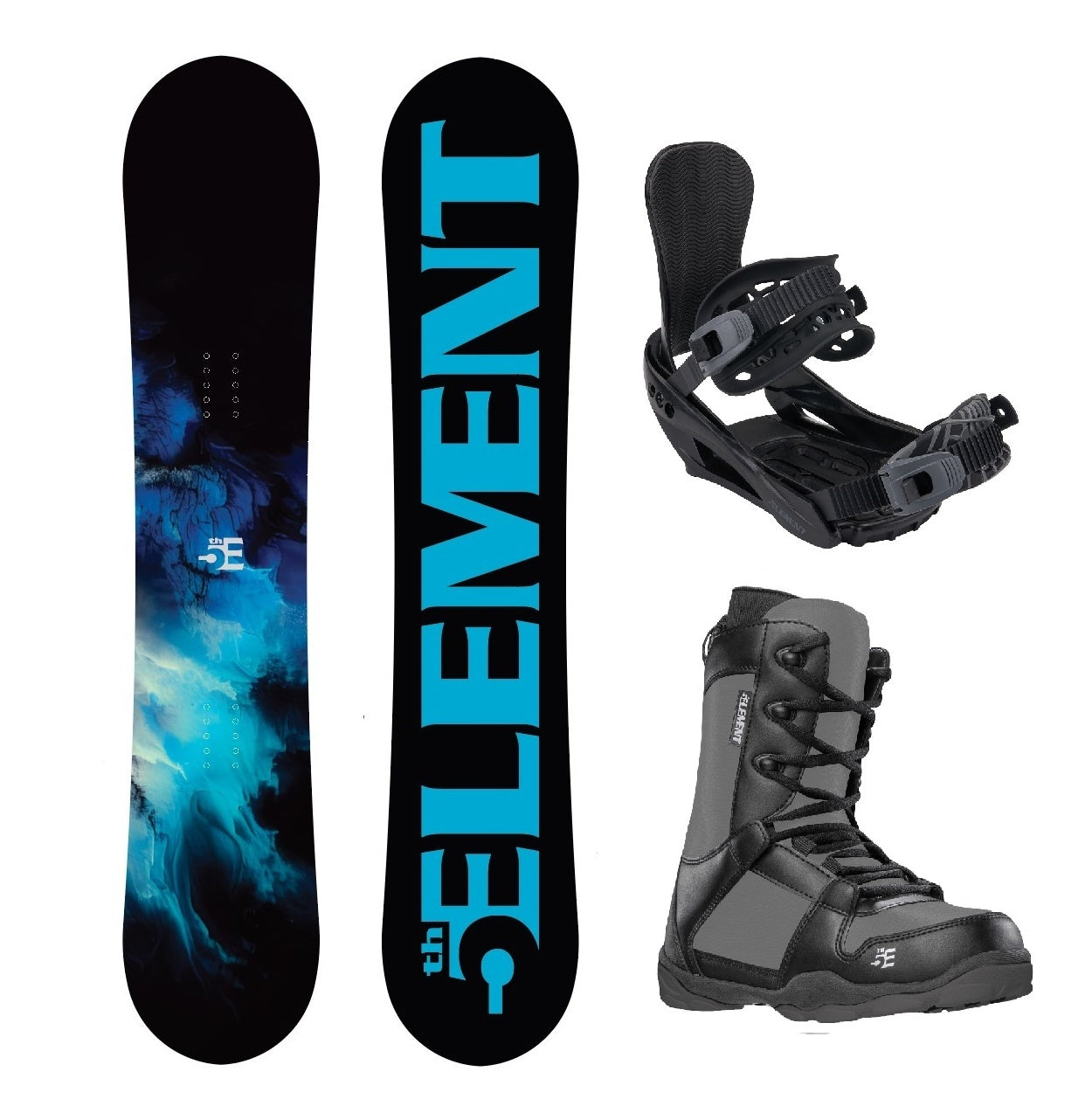 5th Element Haze ST-1 Complete Snowboard Package - Black/Grey Grey