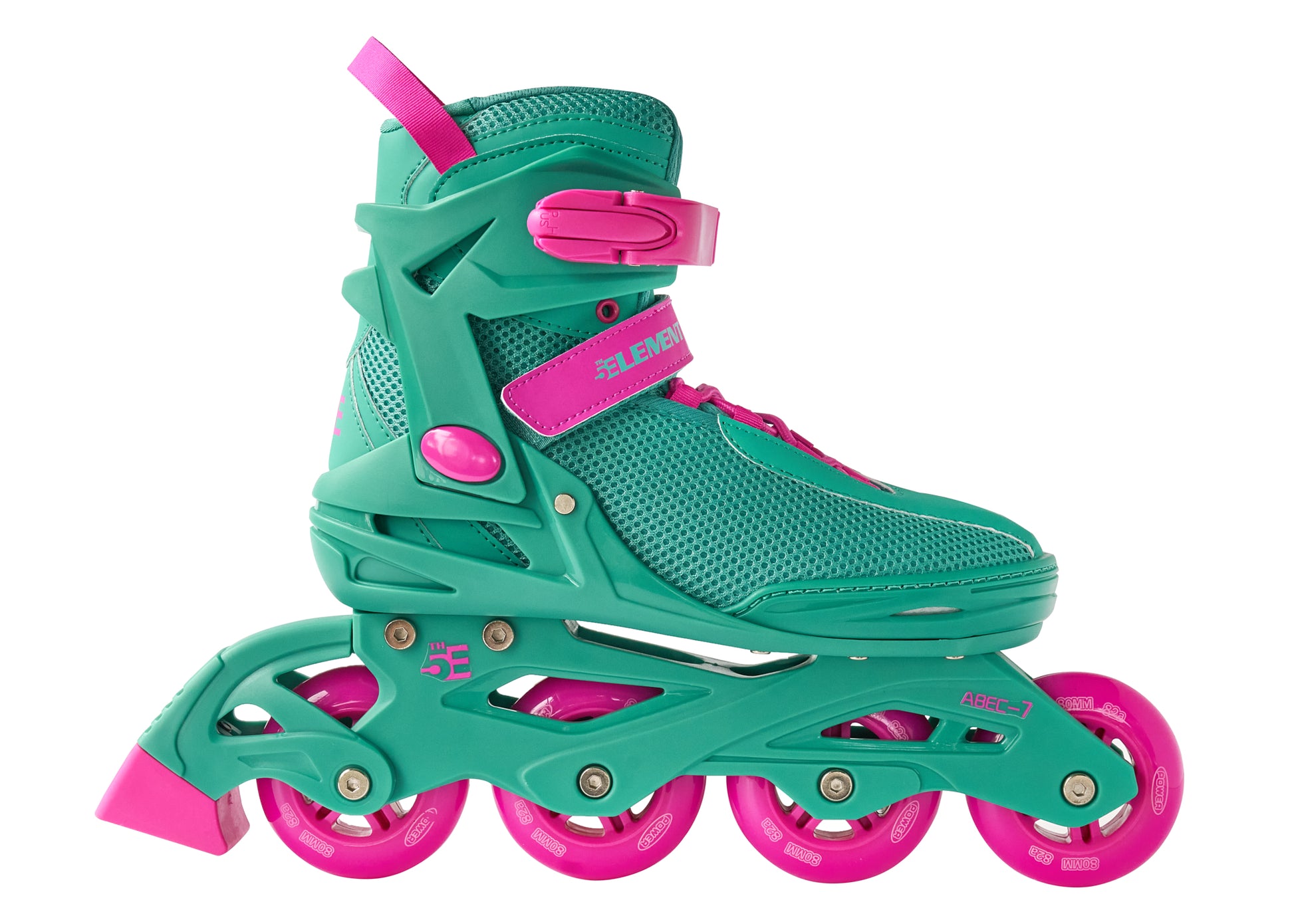 5th Element Lynx Retro Womens Inline Skate - Teal/Pink - Side