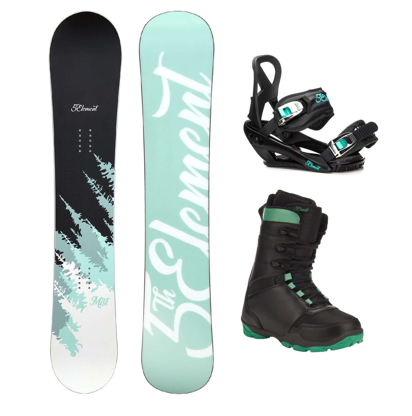 5th Element Mist Complete Snowboard Package - Black/Teal Black