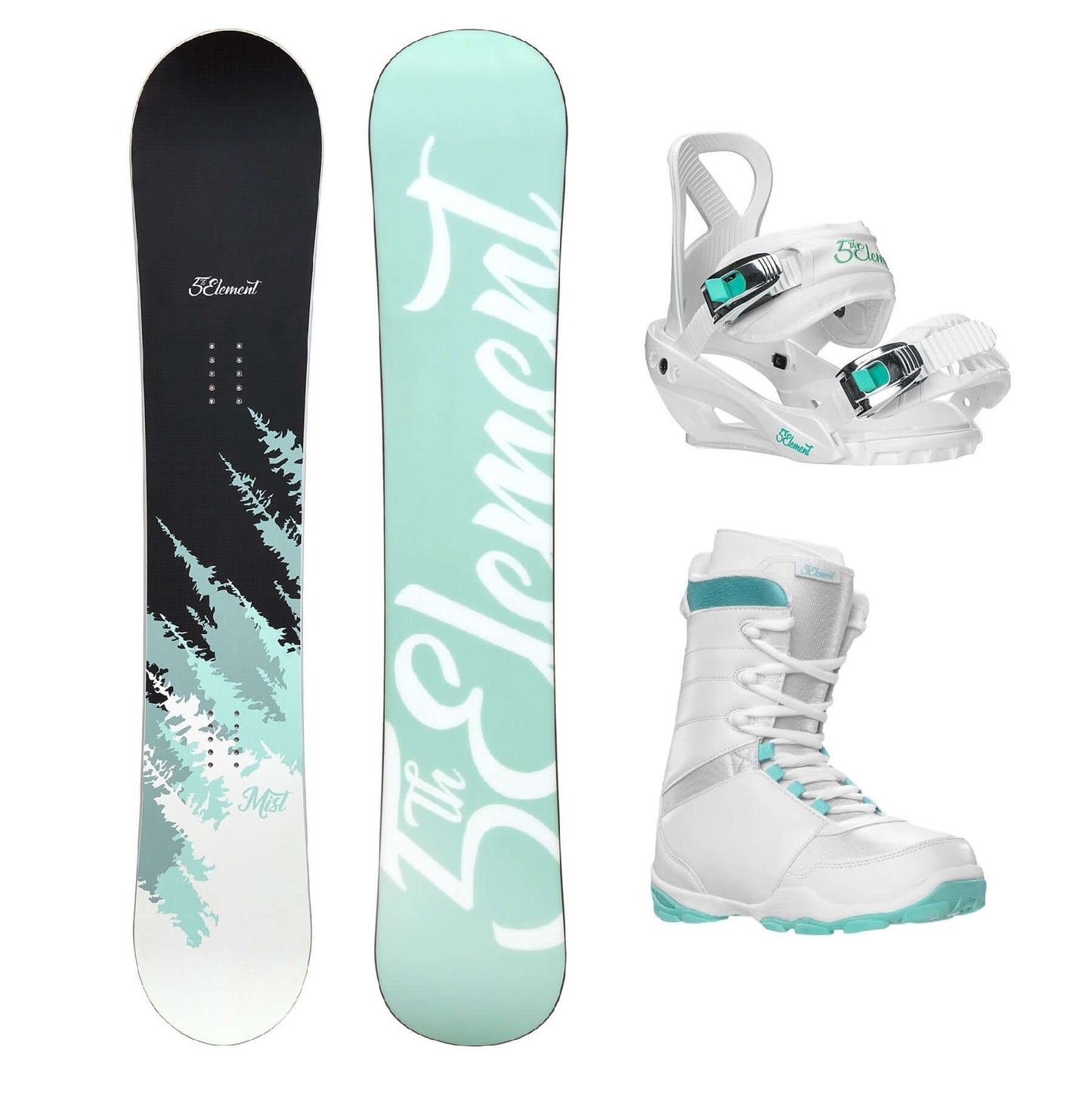 5th Element Mist Complete Snowboard Package - White/Teal White