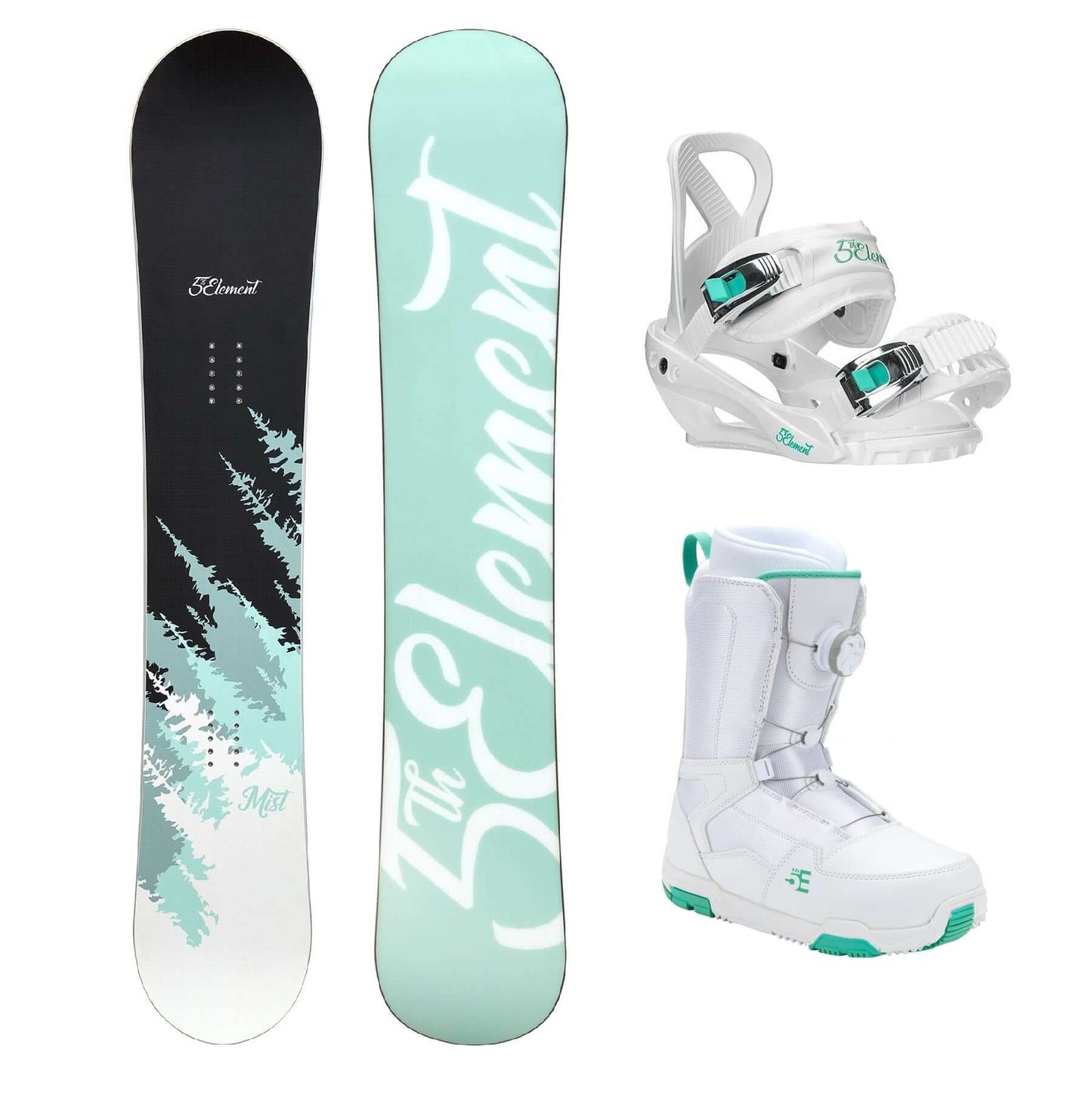 5th Element Mist L-2 ATOP Complete Snowboard Package - White/Teal White