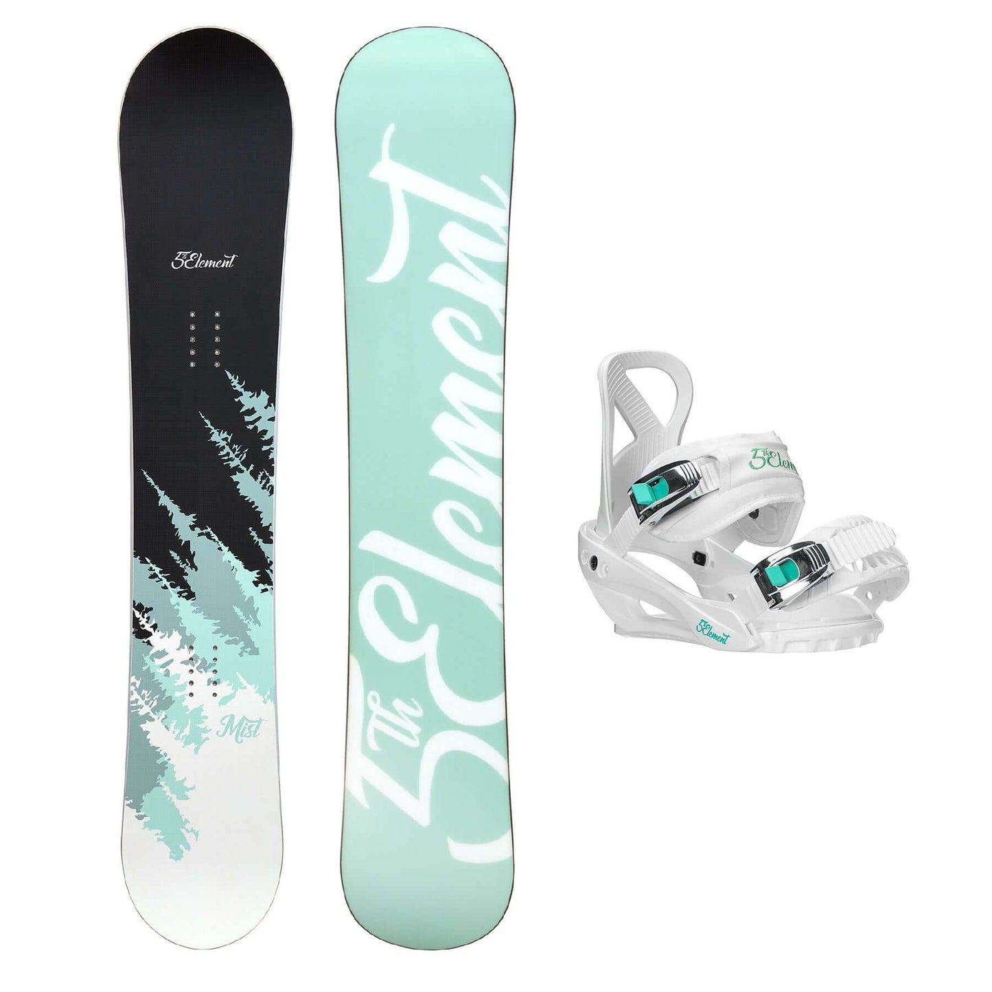 5th Element Mist Snowboard Package - White/Teal