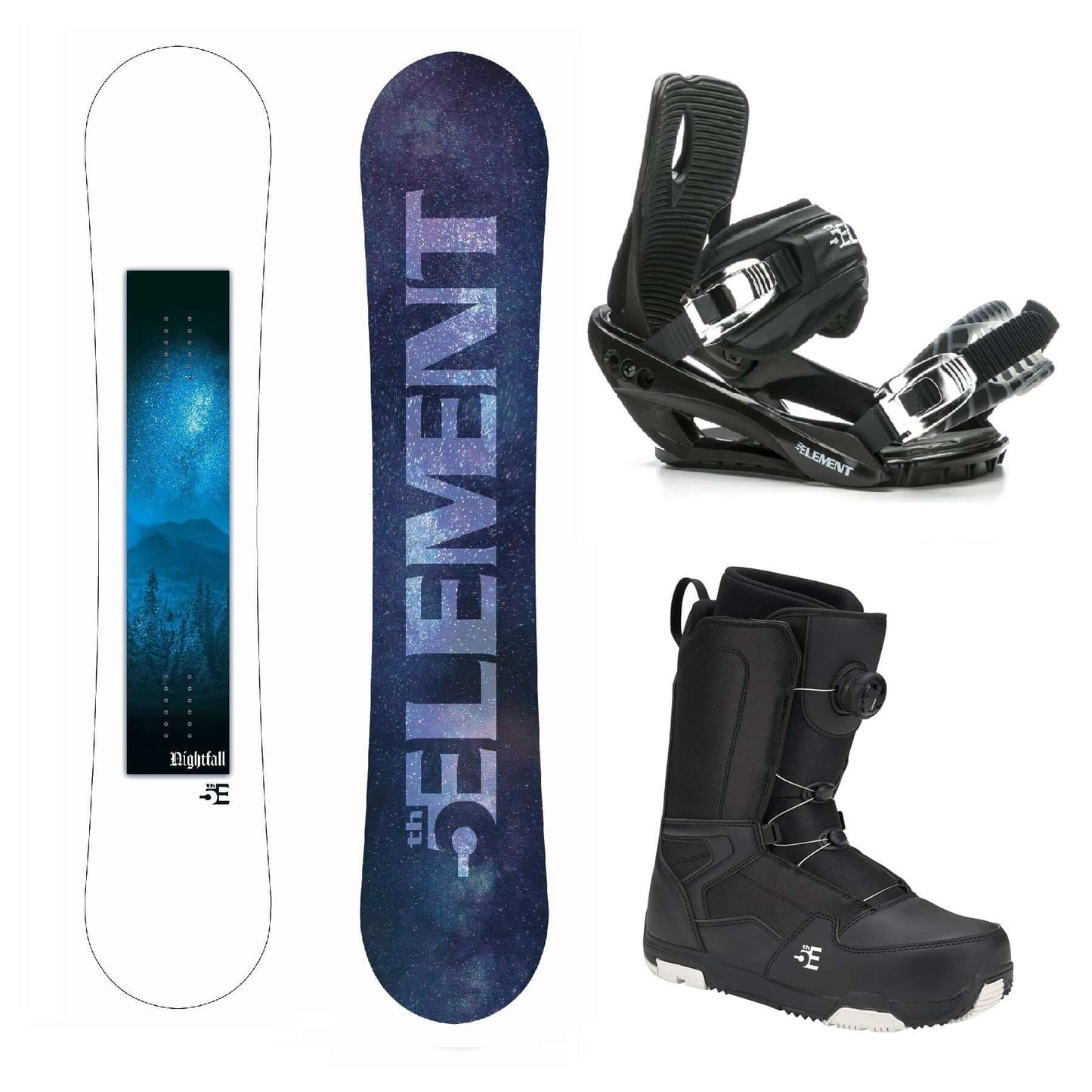 5th Element Nightfall ST-2 ATOP Complete Snowboard Package - Black/Silver Black