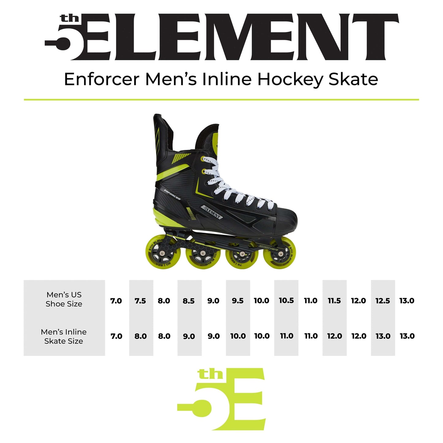 5th Element Enforcer 2.0 Inline Hockey Skates Size Chart