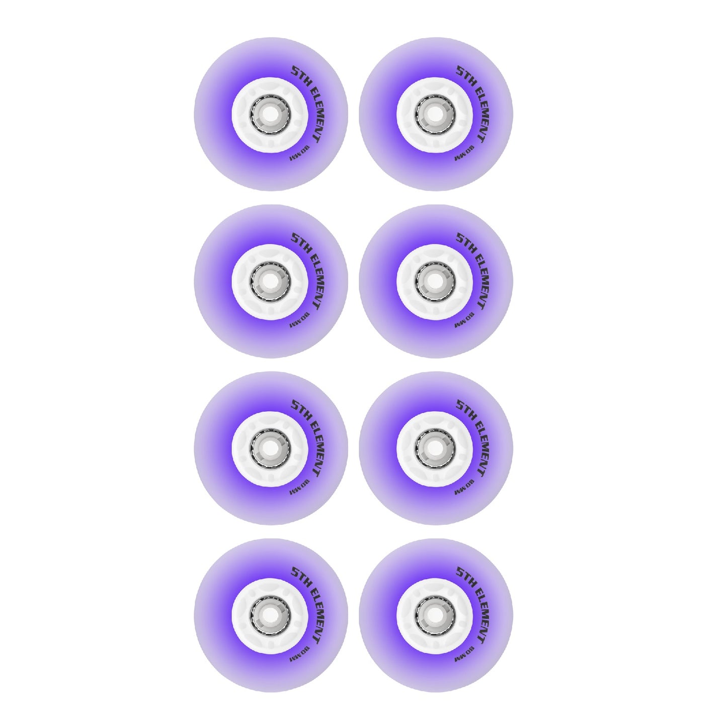 5th Element 80mm Purple Light Up Replacement Wheels - 8 Pack
