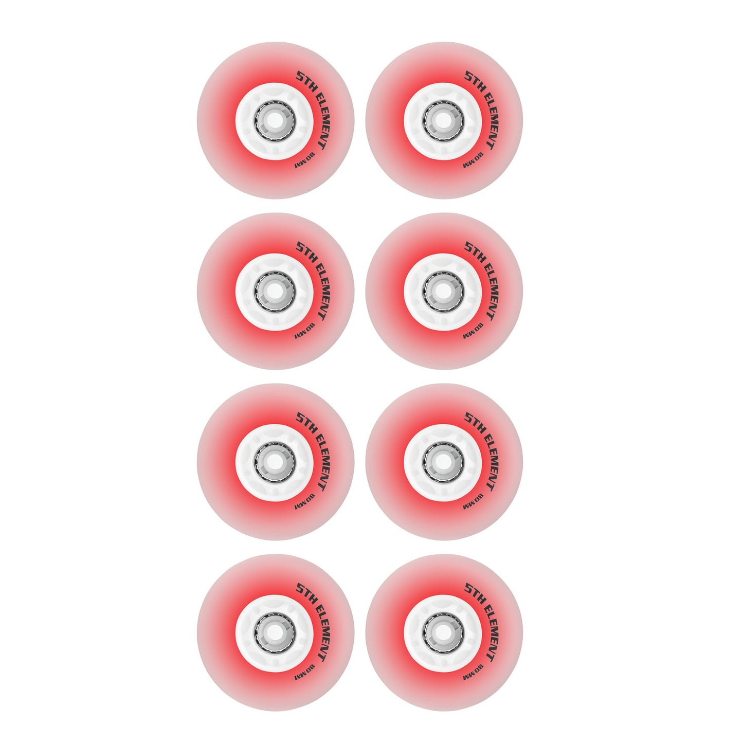 5th Element 80mm Red Light Up Replacement Wheels - 8 Pack