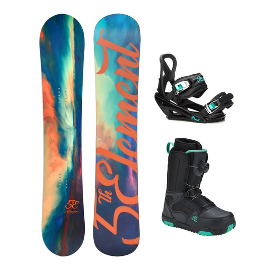 5th Element Afterglow L-2 ATOP Complete Snowboard Package - Black/Teal Black