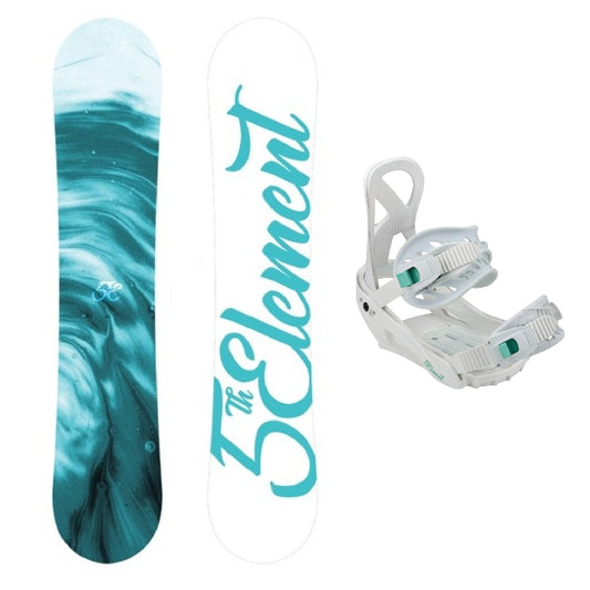 5th Element Breeze Snowboard Package - White/Teal