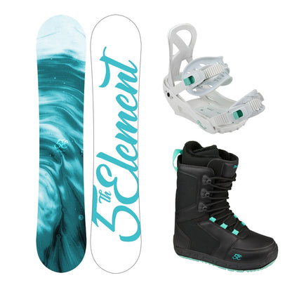 5th Element Breeze L1 Complete Womens Snowboard Package - White/Teal Black