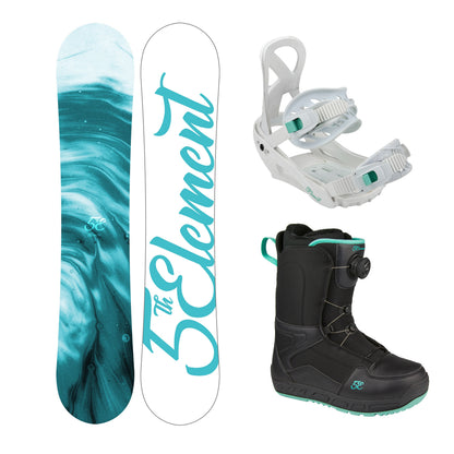 5th Element Breeze L2 Dial Complete Womens Snowboard Package - White/Teal Black