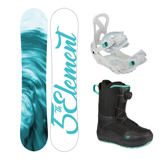 5th Element Breeze L2 Dial Complete Womens Snowboard Package - White/Teal Black