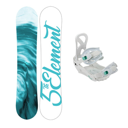 5th Element Breeze Snowboard Package - White/Teal