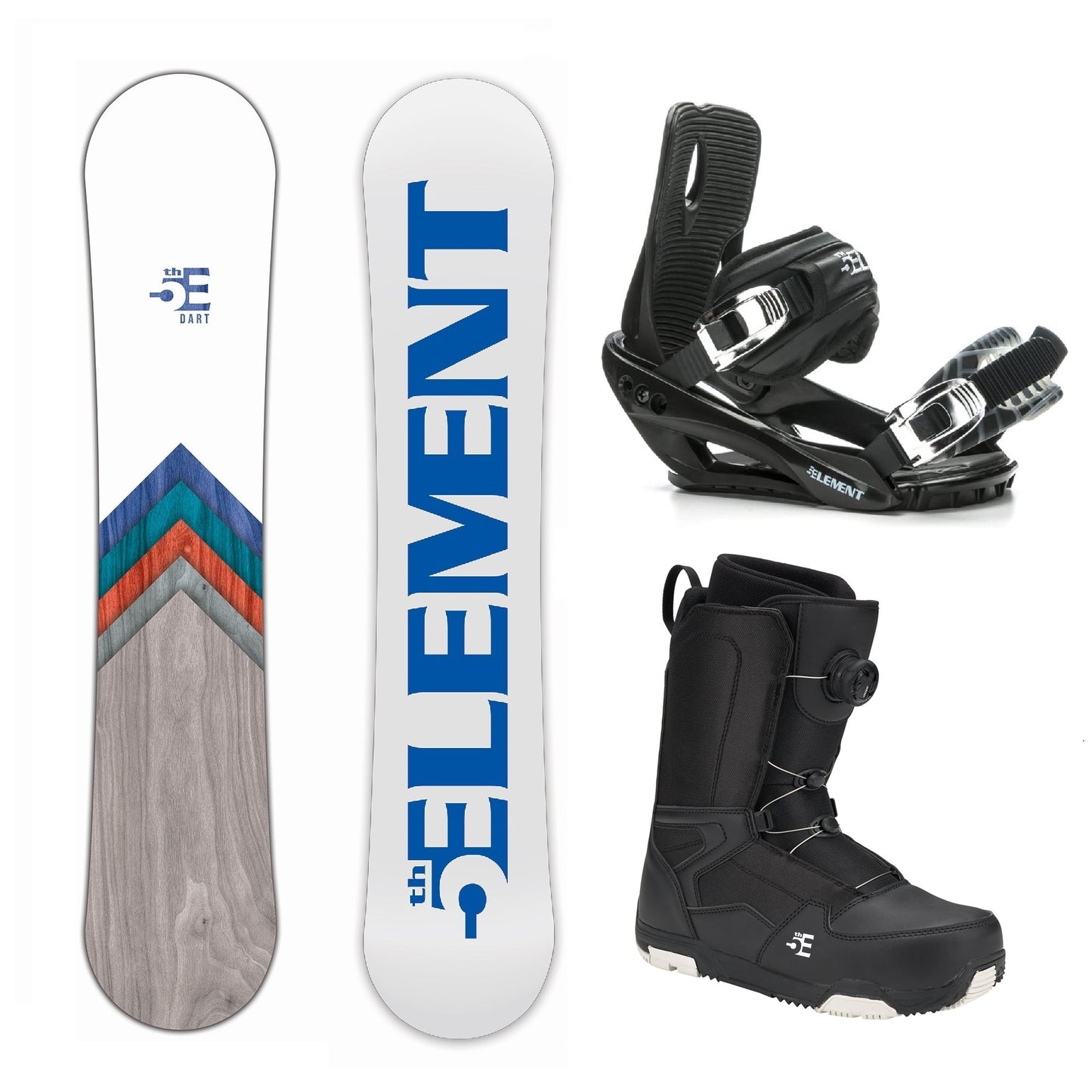 5th Element Dart ATOP Complete Snowboard Package - Black/Silver Black
