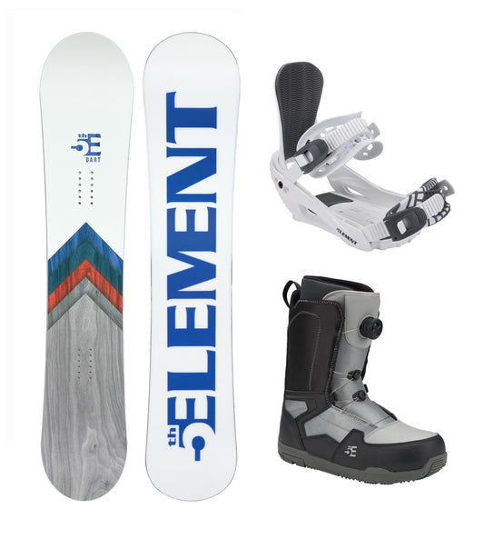 5th Element Dart ATOP Complete Snowboard Package - White/Grey Grey