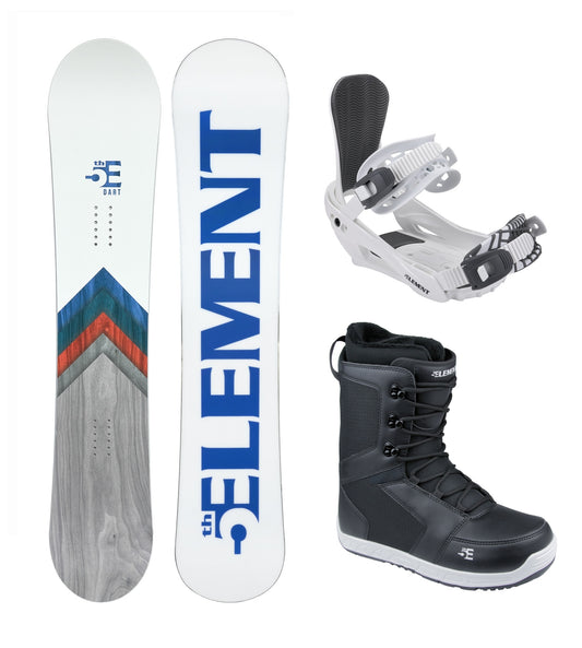 5th Element Dart ST1 Complete Snowboard Package - White/Grey Black