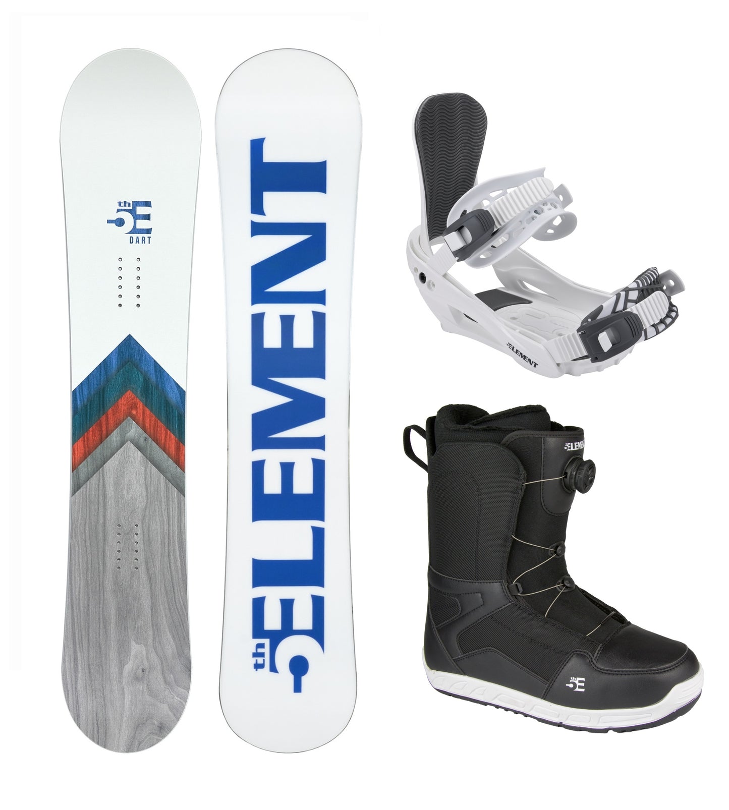 5th Element Dart ST2 Dial Complete Snowboard Package - White/Grey Black