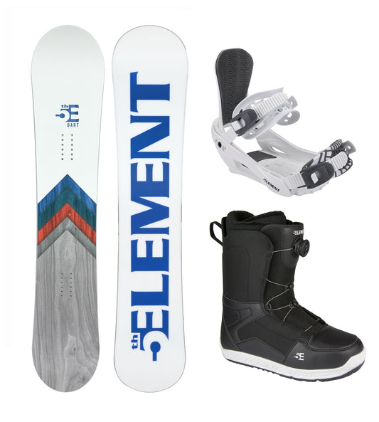 5th Element Dart ST2 Dial Complete Snowboard Package - White/Grey Black
