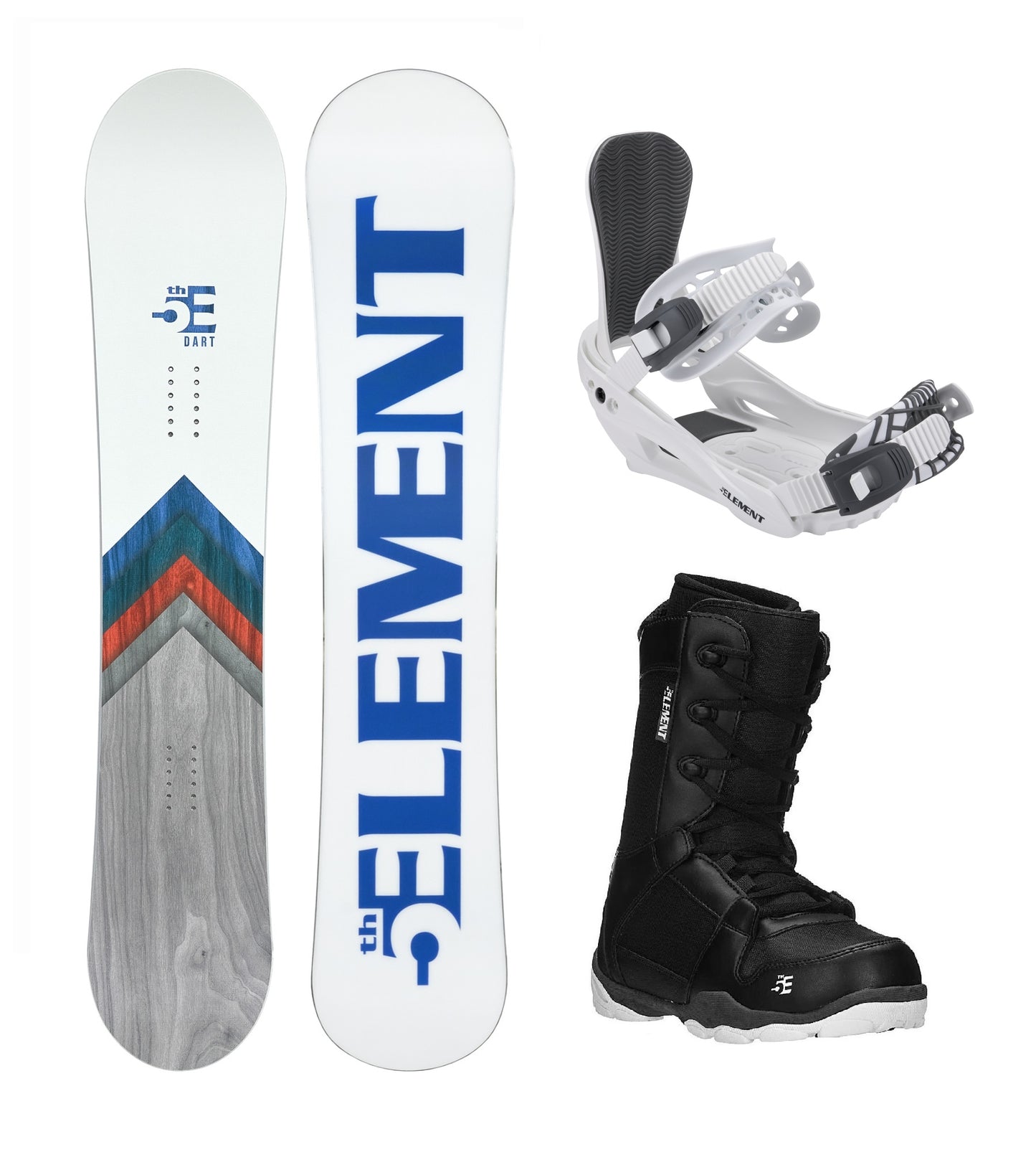 5th Element Dart Complete Snowboard Package - White/Grey Black