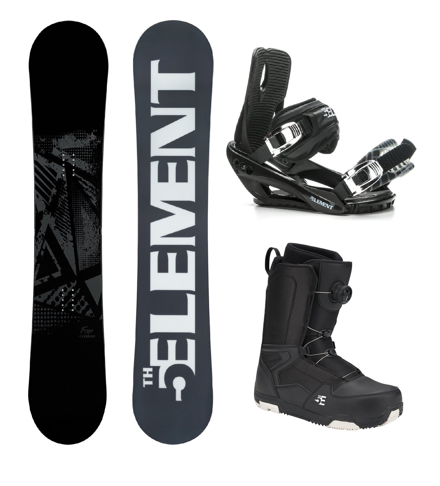 5th Element Forge ST-2 ATOP Complete Snowboard Package - Black/Silver Black