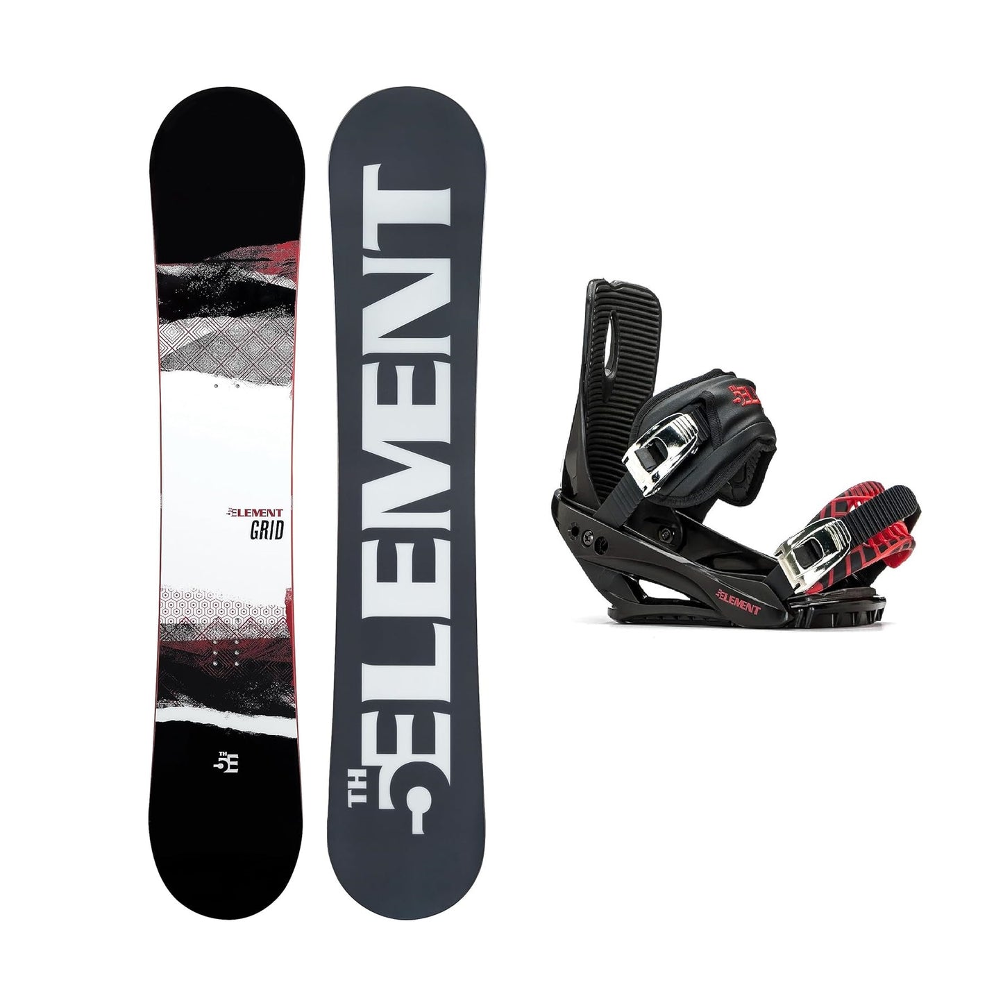 5th Element Grid Snowboard Package - Black/Red