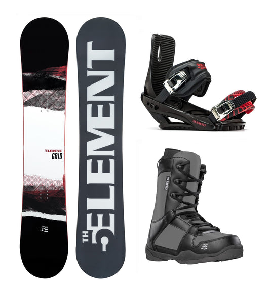 5th Element Grid ST-1 Complete Snowboard Package - Red/Black Grey