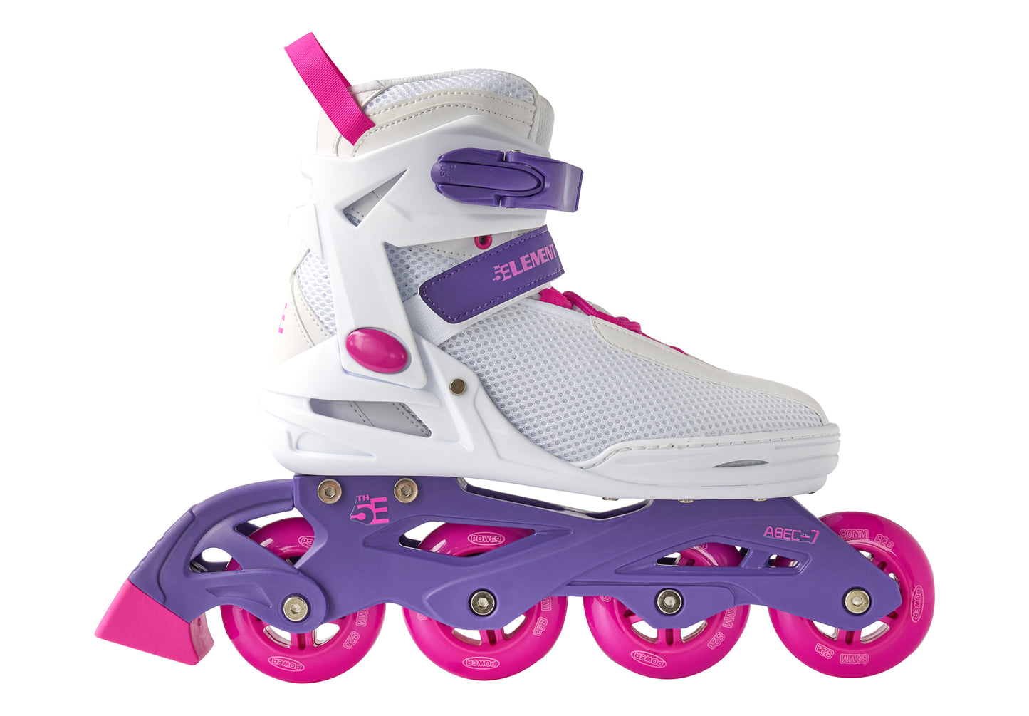 5th Element Lynx Retro Womens Inline Skate - White/Pink - Side