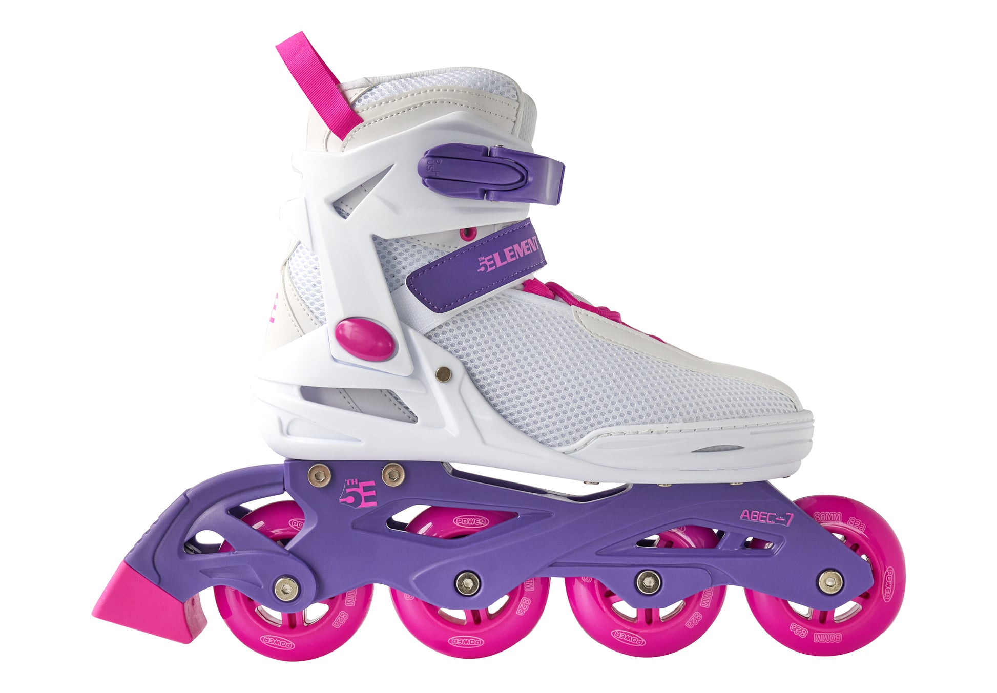 5th Element Lynx Retro Womens Inline Skate - White/Pink - Side