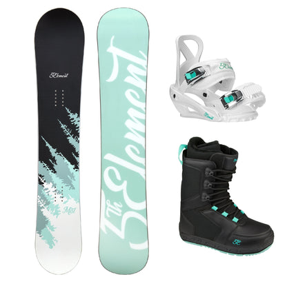 5th Element Mist L1 Complete Snowboard Package - White/Teal Black
