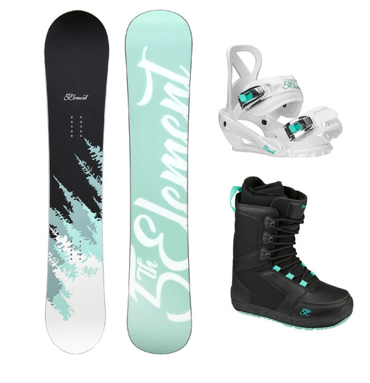 5th Element Mist L1 Complete Snowboard Package - White/Teal Black
