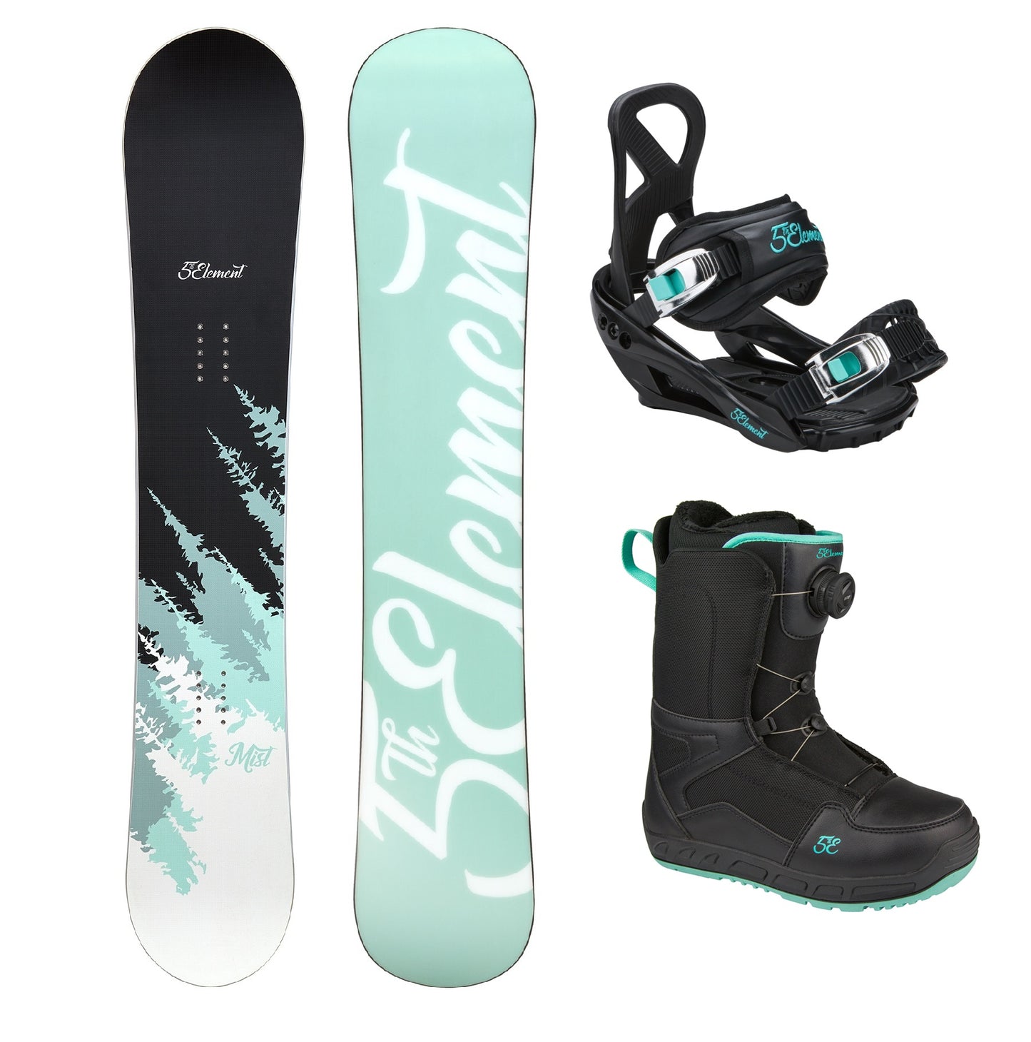 5th Element Mist L2 Dial Complete Snowboard Package - Black/Teal Black