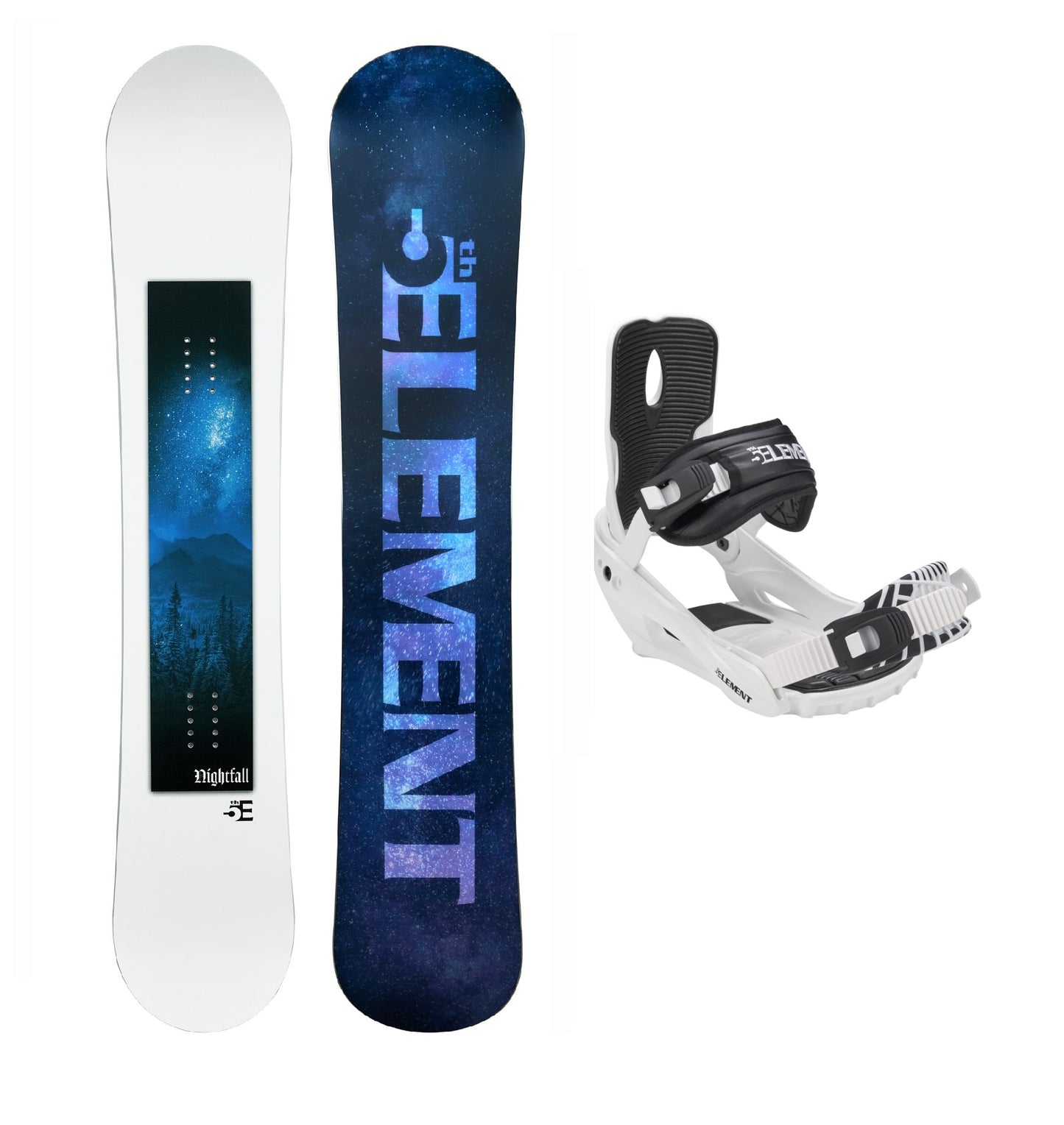 5th Element Nightfall Snowboard Package - White/Black