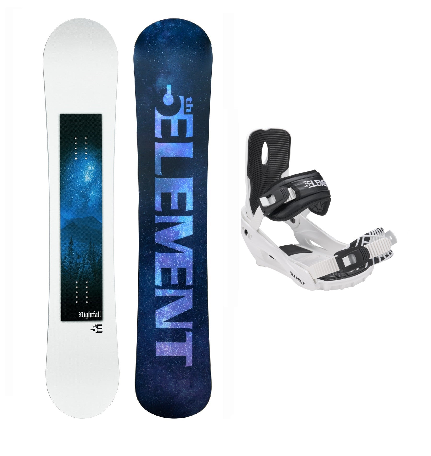 5th Element Nightfall Snowboard Package - White/Black