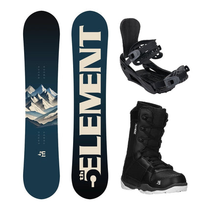 5th Element Range ST-1 Complete Snowboard Package - Black/Grey Black