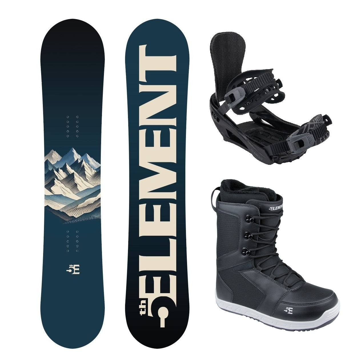 5th Element Range ST1 Complete Snowboard Package - Black/Grey Black