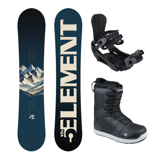 5th Element Range ST1 Complete Snowboard Package - Black/Grey Black