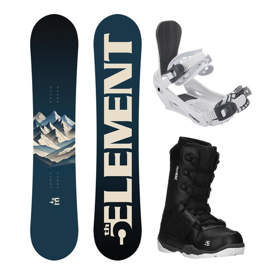 5th Element Range ST-1 Complete Snowboard Package - White/Grey Black