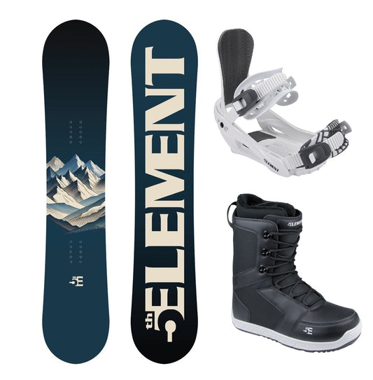 5th Element Range ST1 Complete Snowboard Package - White/Grey Black